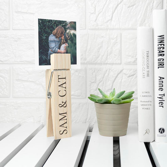 Personalised Wooden Peg Photo Holder
