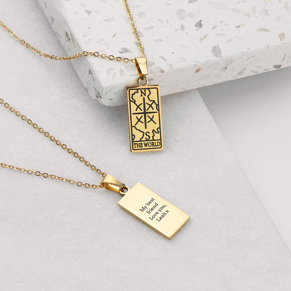 Personalised World Tarot Card Necklace