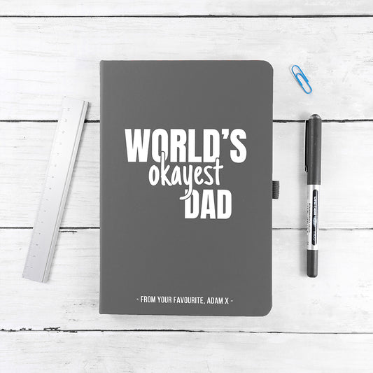 Personalised World's Okayest Dad A5 Notebook