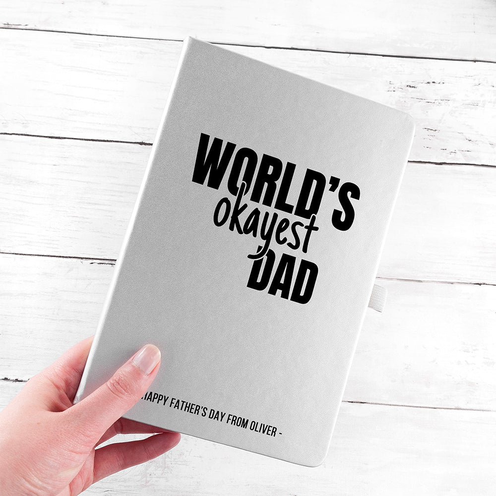 Personalised World's Okayest Dad A5 Notebook