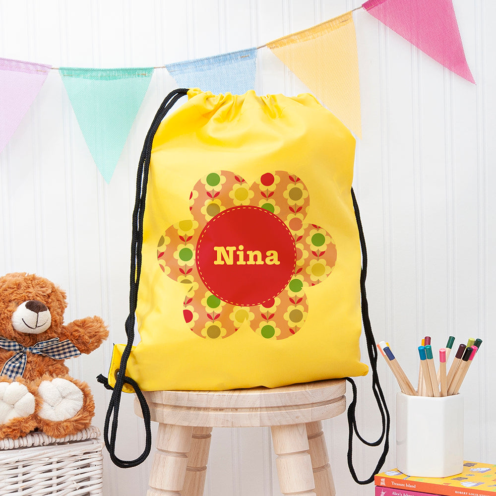 Personalised Yellow Flower Waterproof Swim Bag