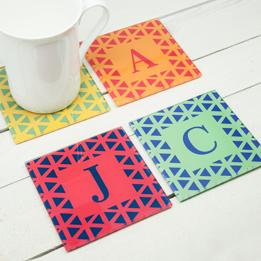 Set of Four Glass Coasters - Vibrant Design
