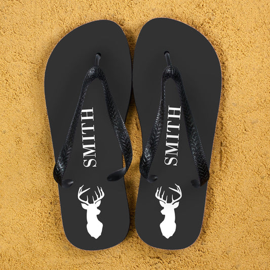 Stag Design Personalised Flip Flops in Grey 