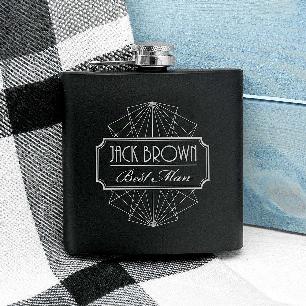 Thank You For Being My Best Man Black Matte Hip Flask