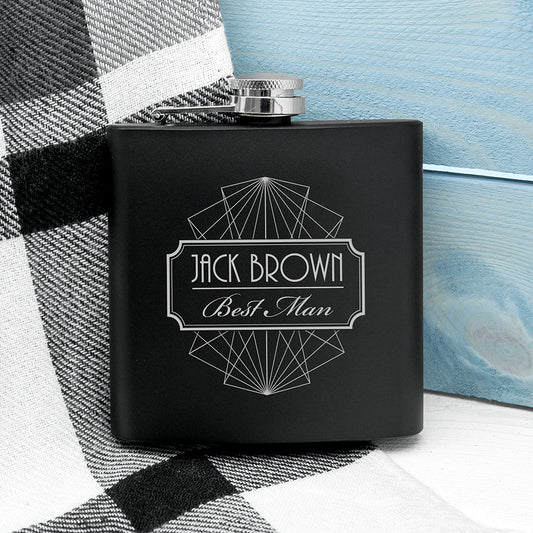 Thank You For Being My Best Man Black Matte Hip Flask