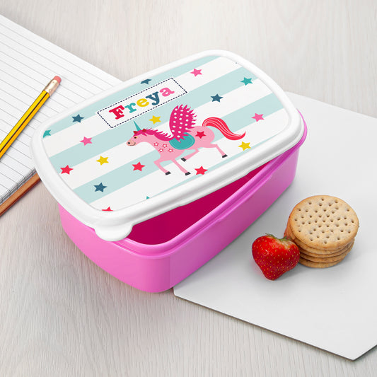 Personalised Girl's Unicorn Lunch Box