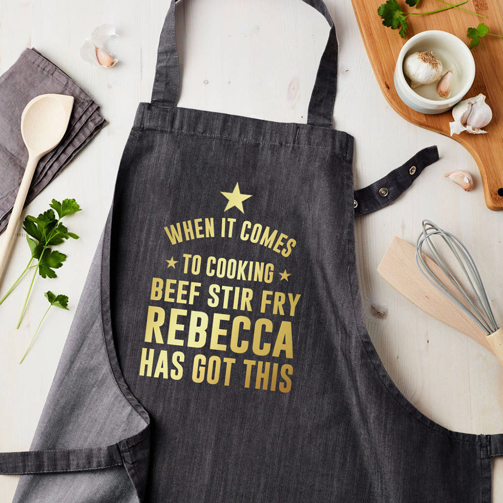 Personalised Grey Denim Cooking Apron