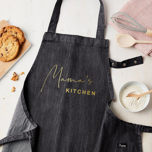 Personalised Grey Denim Kitchen Apron