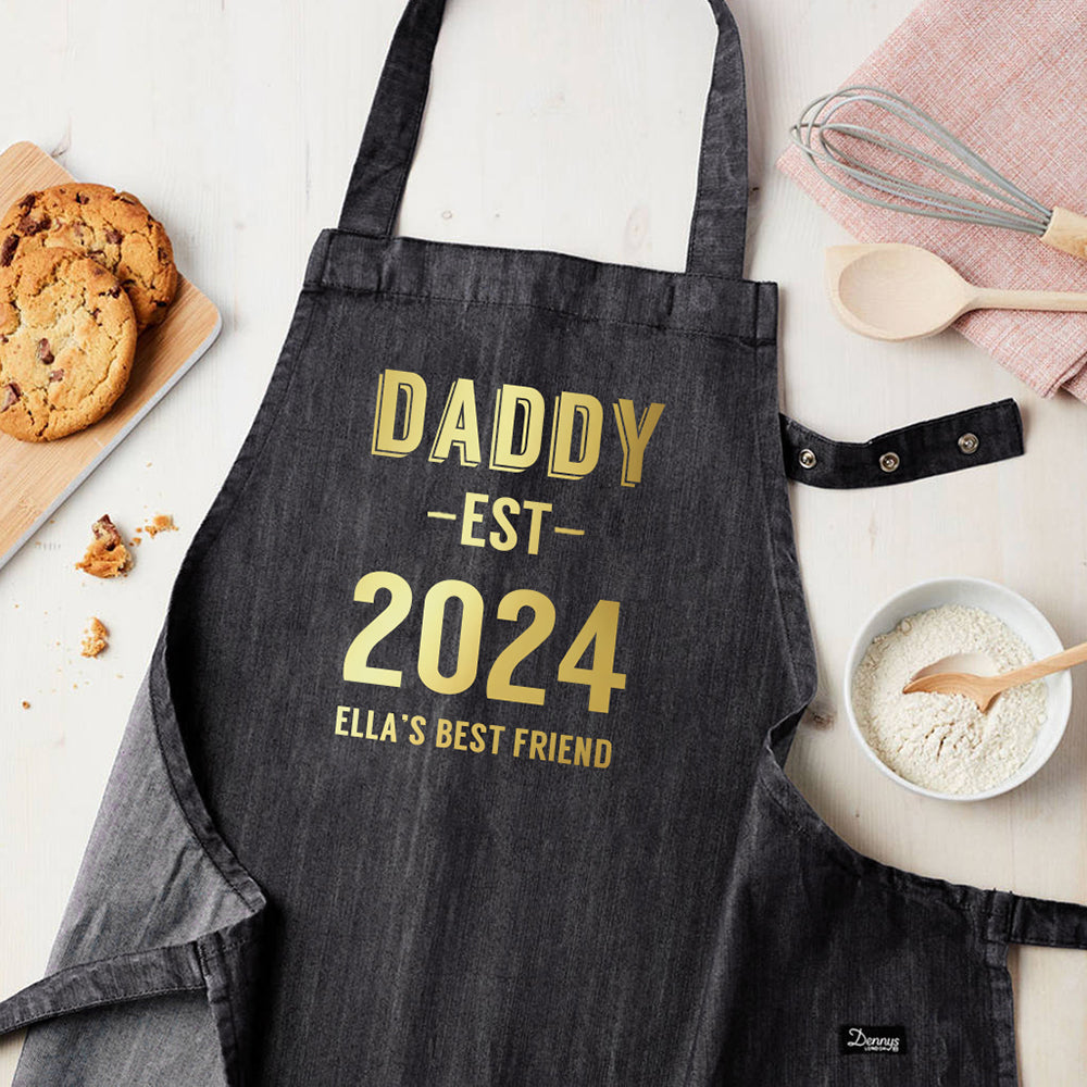 Personalised Grey Denim Established Year Apron