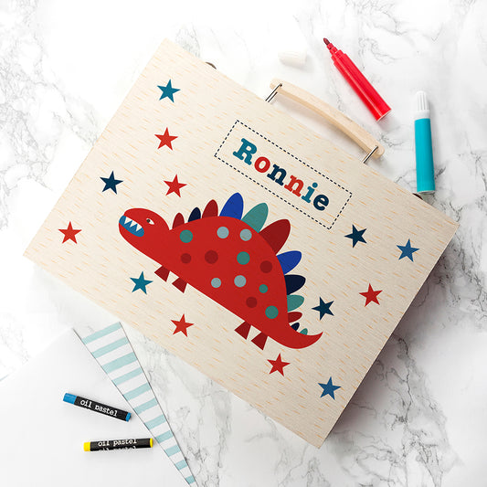 Personalised Kid's Dinosaur Colouring Set