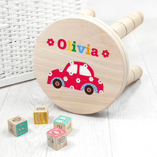 Personalised Kid's Cute Car Wooden Stool