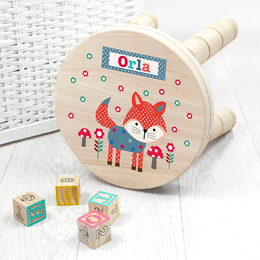 Personalised Kid's Fox Wooden Stool