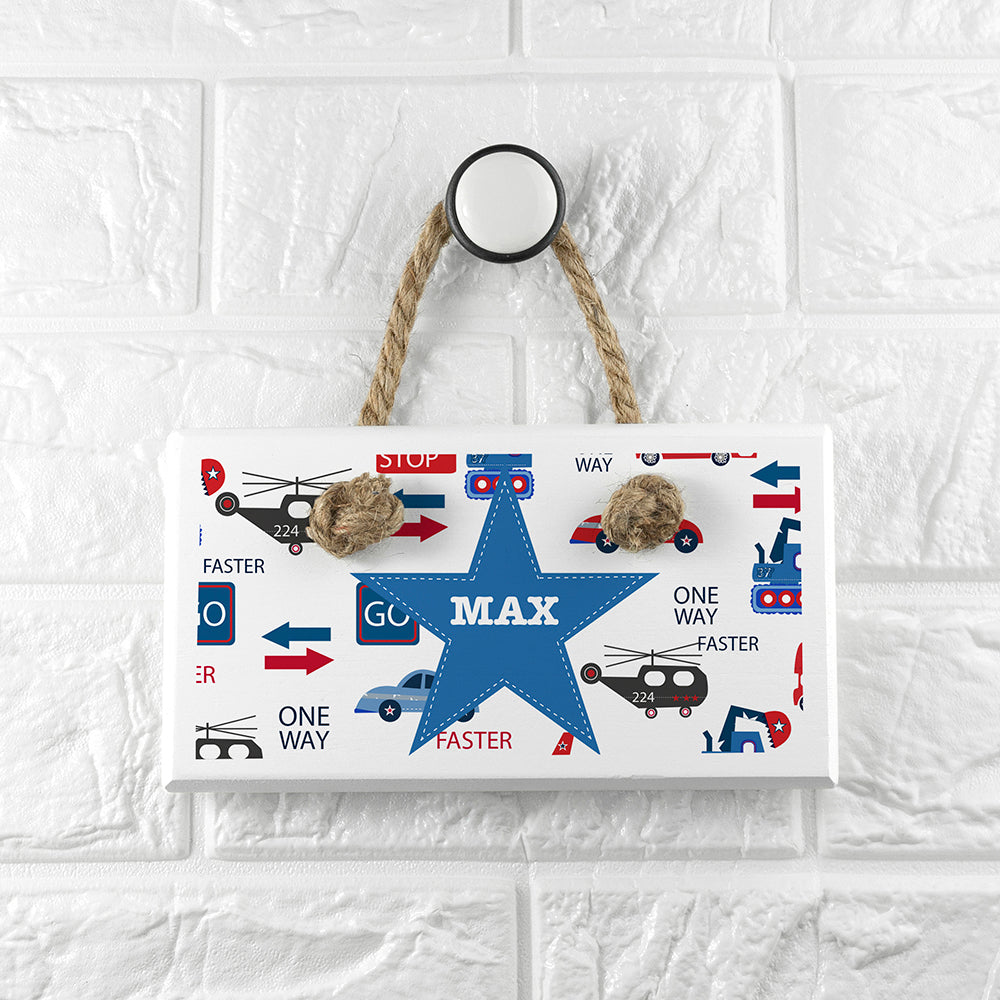 Personalised Kid's Transport White Door Sign