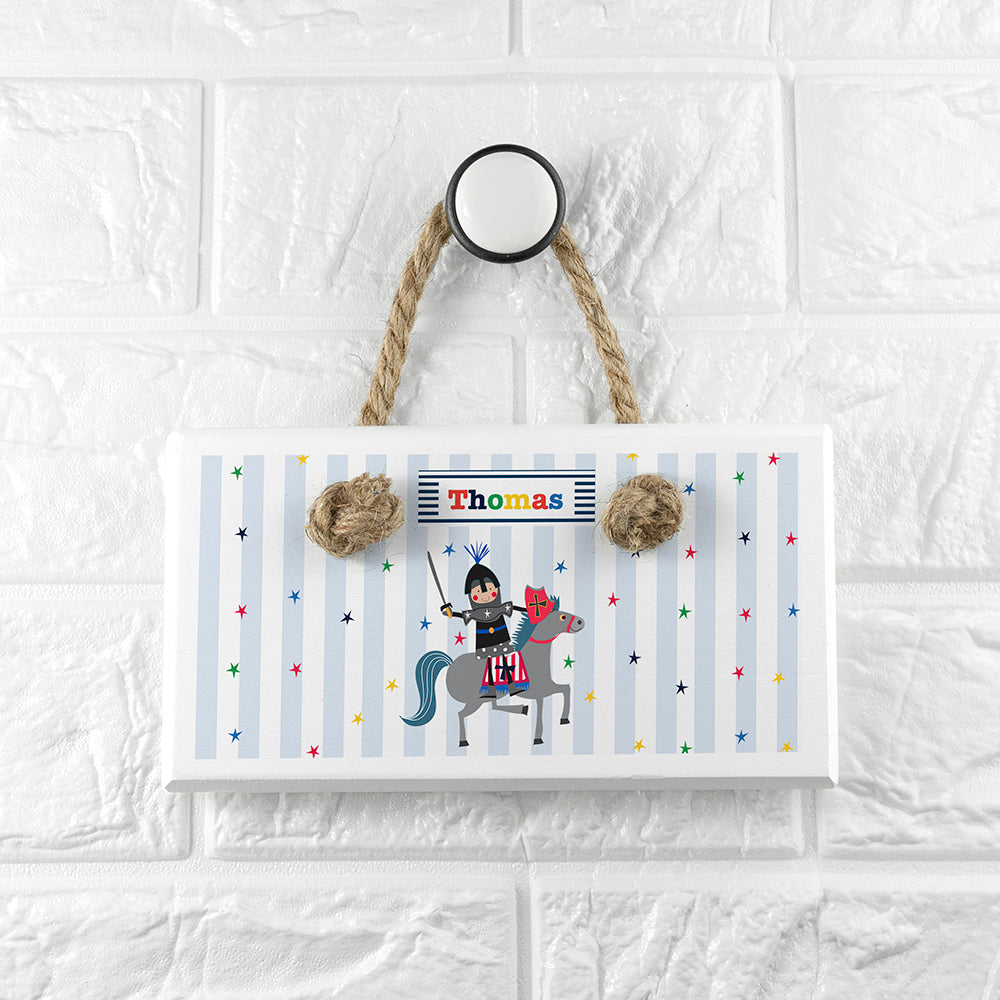 Personalised Kid's Knight White Door Sign