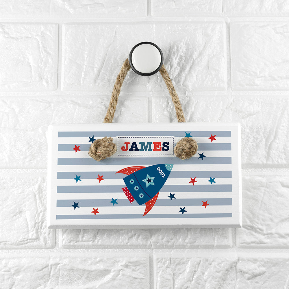 Personalised Kid's Rocket White Door Sign
