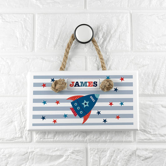 Personalised Kid's Rocket White Door Sign