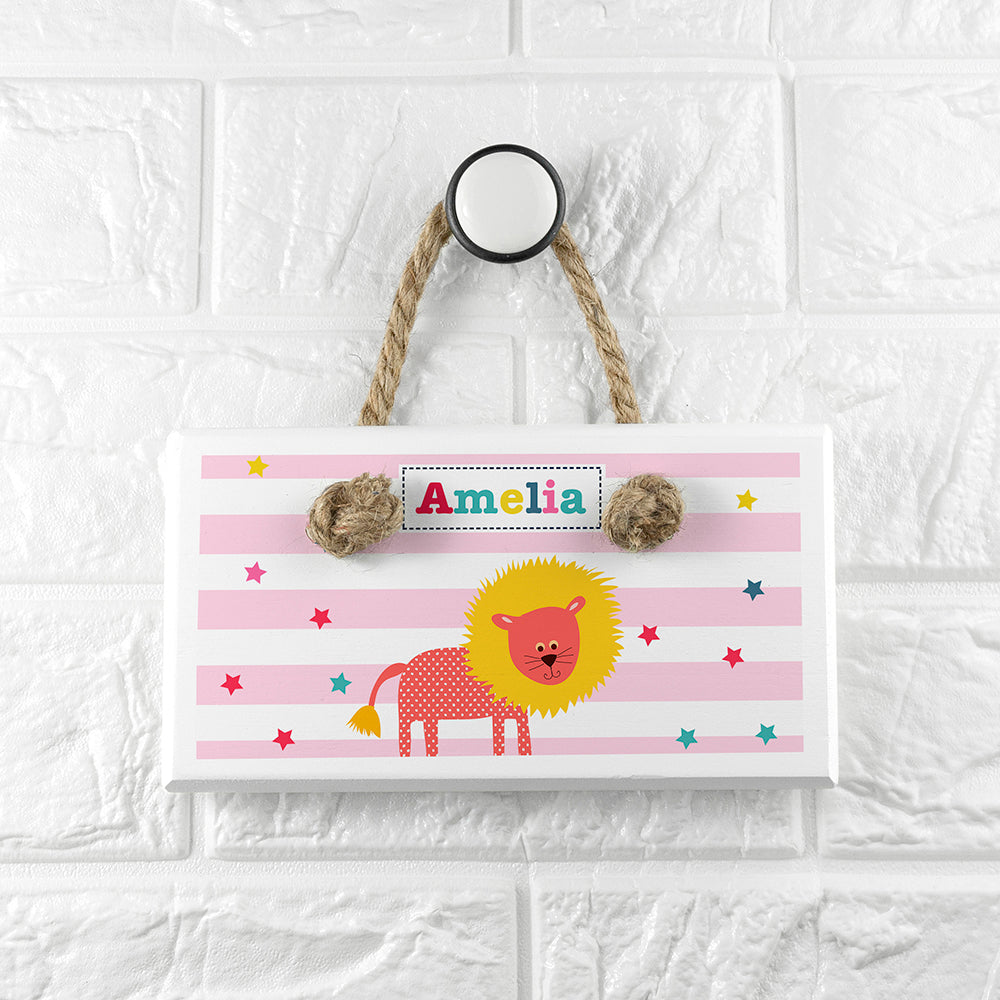 Personalised Kid's Circus Lion White Door Sign