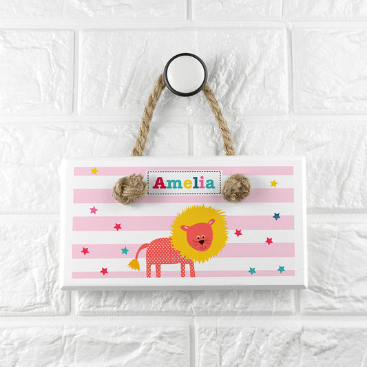 Personalised Kid's Circus Lion White Door Sign