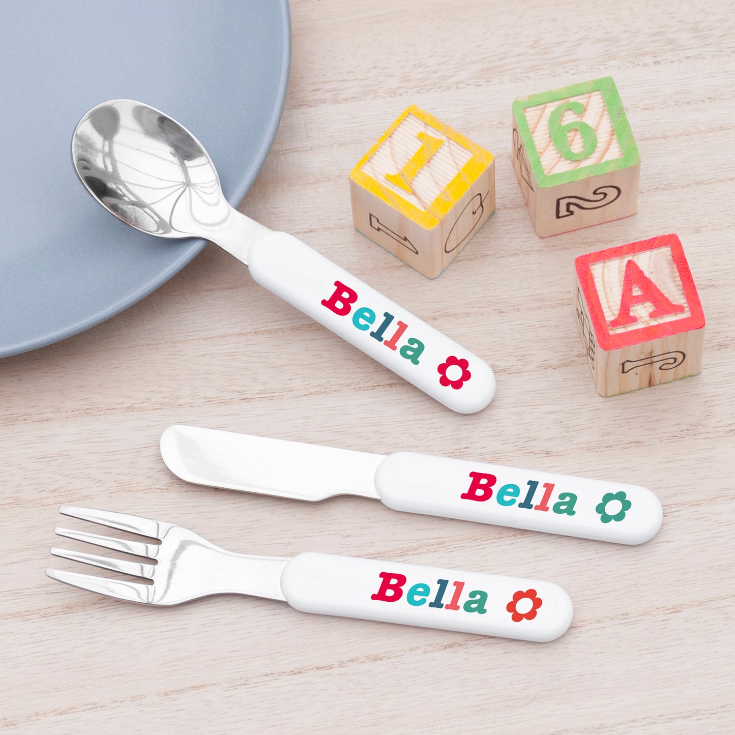 Personalised Kids Little Fox Metal Cutlery Set