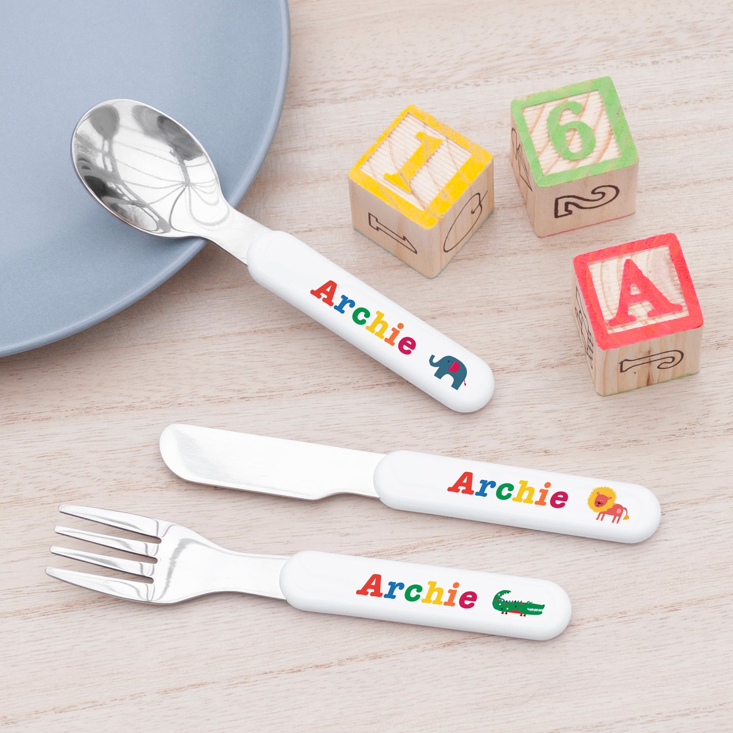 Personalised Kids Noah's Ark Metal Cutlery Set