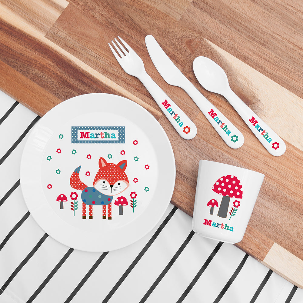 Personalised Kids Little Fox Dining Set