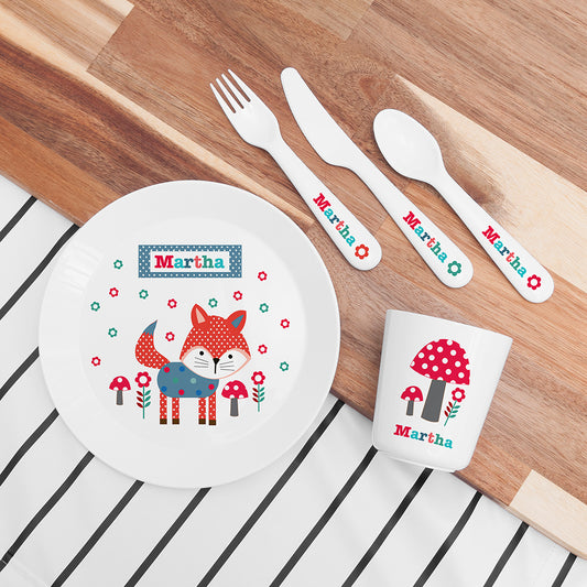 Personalised Kids Little Fox Dining Set