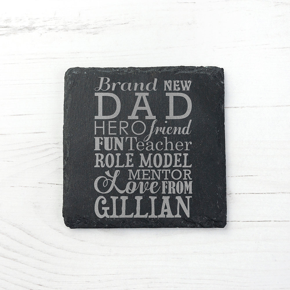 What A New Dad Means Square Slate Keepsake